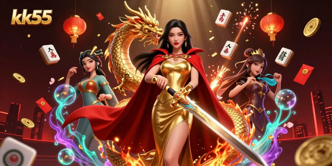Engage with kk55’s stunning 3D gambling scene featuring a warrior queen in a dramatic casino setting.