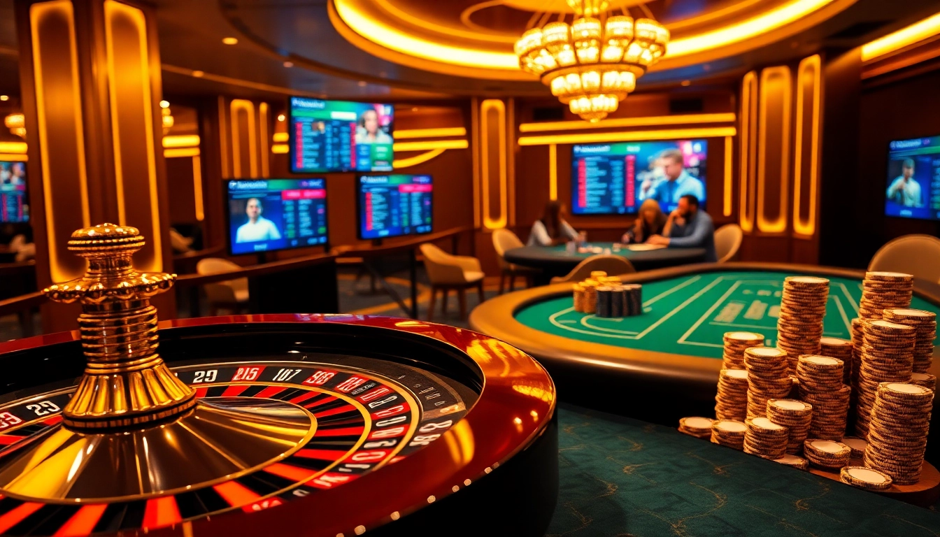 Experience the thrill of online betting with keonhacai5, featuring a luxurious casino scene.