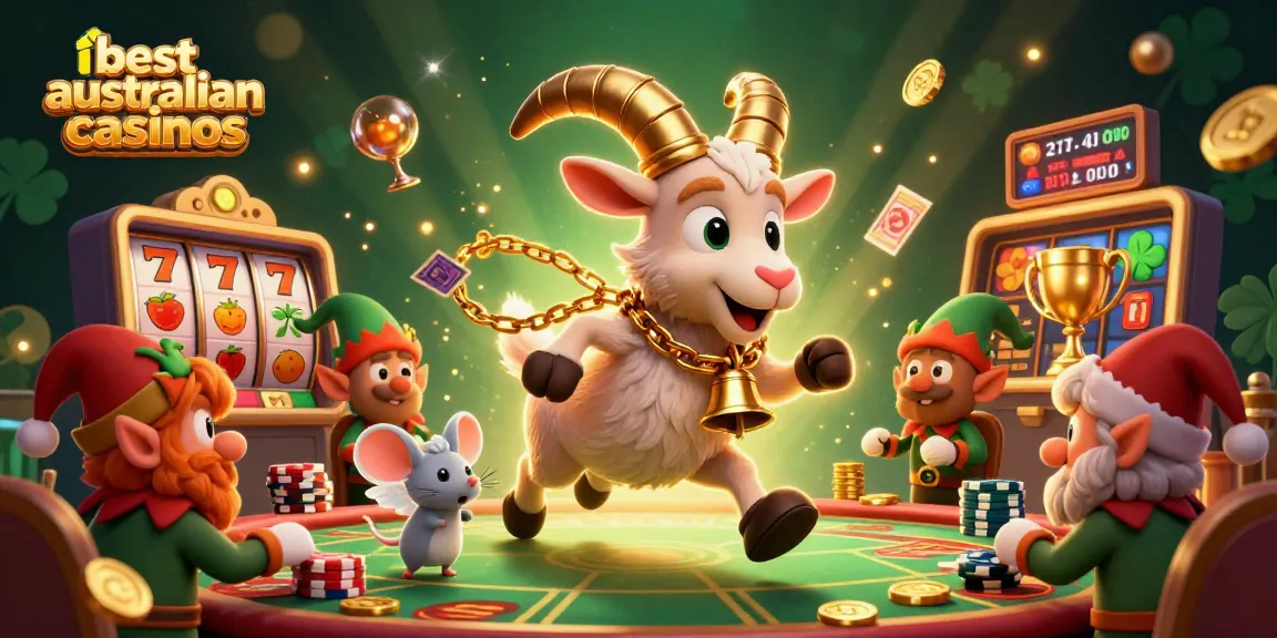Enjoy thrilling gaming experiences at the best australian online casinos with festive characters and dynamic casino elements.