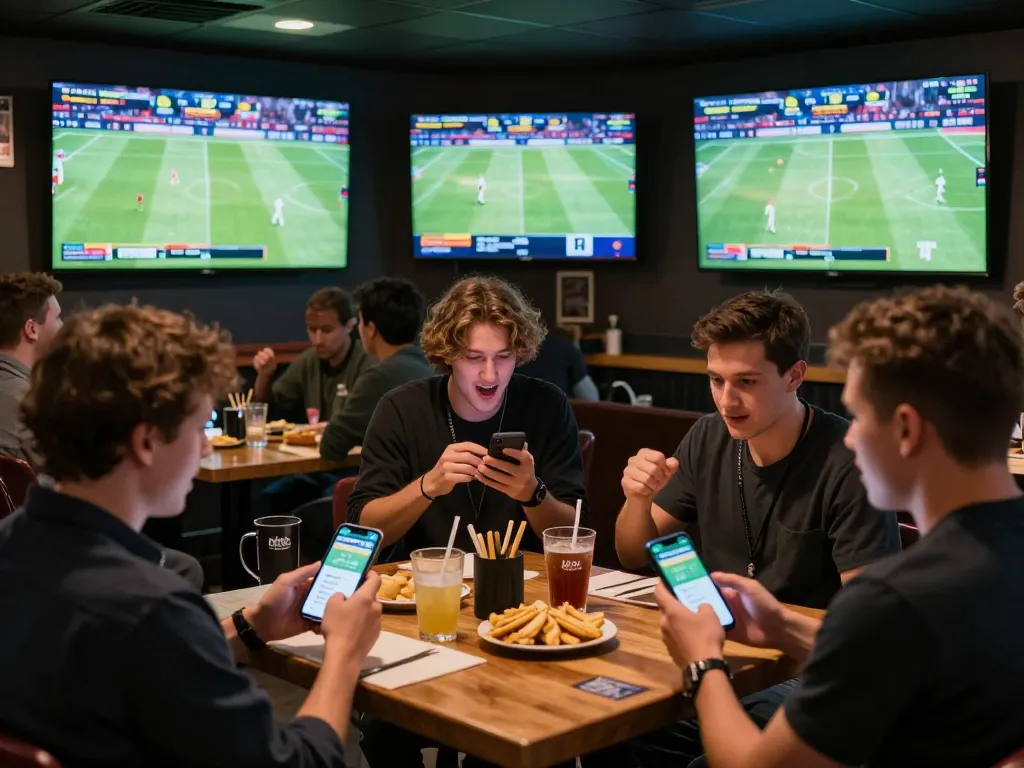 Fans using the debet app for sports betting during live games in an exciting atmosphere.