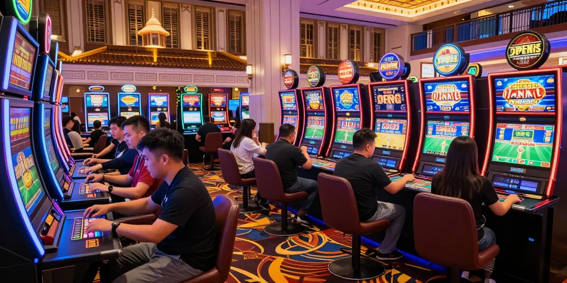 Exciting gaming atmosphere at OPEN88 casino showcasing diverse games and vibrant players.