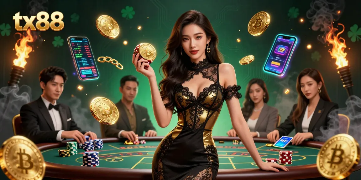 Engage in thrilling game action at tx88's exclusive VIP baccarat table with luxury elements.