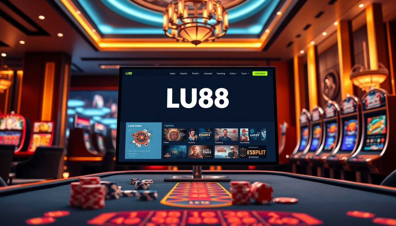 Experience thrilling gaming at nhà cái lu88 with luxury casino tables and vibrant betting options.