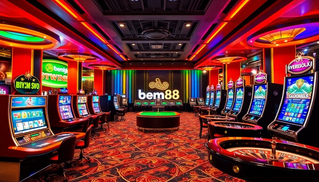 gamblers enjoying exciting games on bem88's vibrant online interface