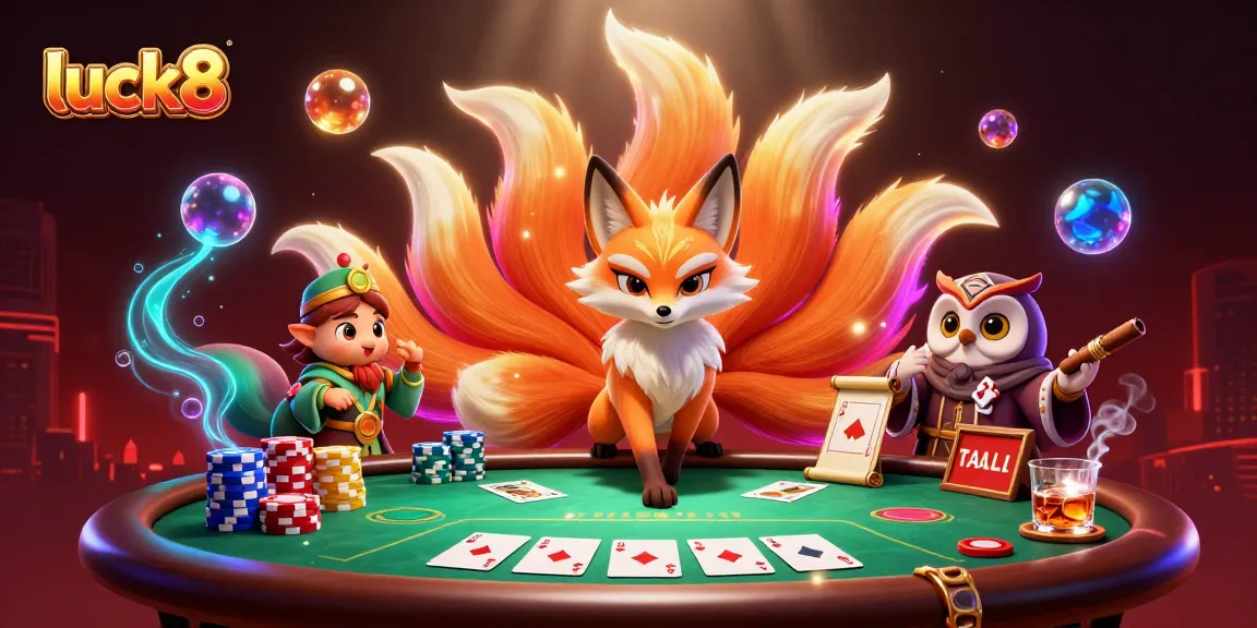 Play exciting slot games and win big at luck8 with vibrant characters and casino elements.