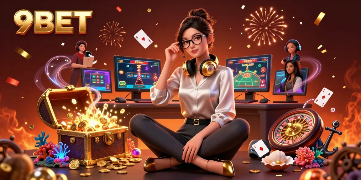 Experience exciting gameplay with 9BET's live casino features in this vibrant illustration.