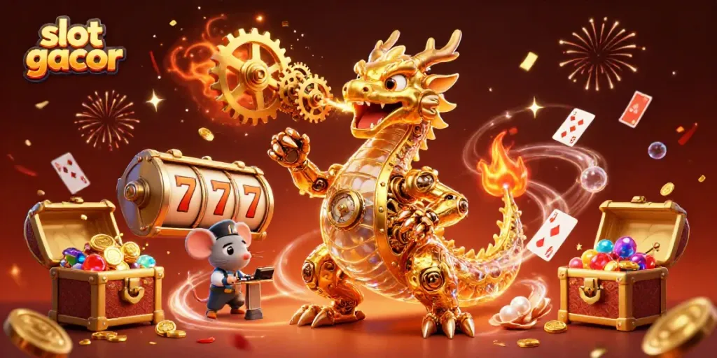 Win big with slot gacor featuring vibrant slot reels and magical elements in a thrilling casino atmosphere.