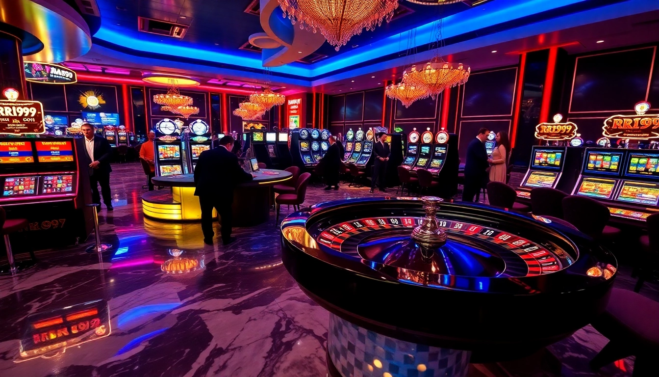 Engaging casino scene with RR99 linked to high-stakes roulette action and vibrant atmosphere.