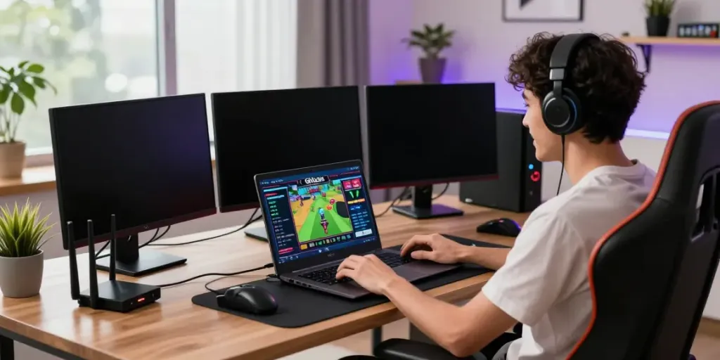 Player enjoying a seamless gaming experience with QQMacan's high-performance technology.