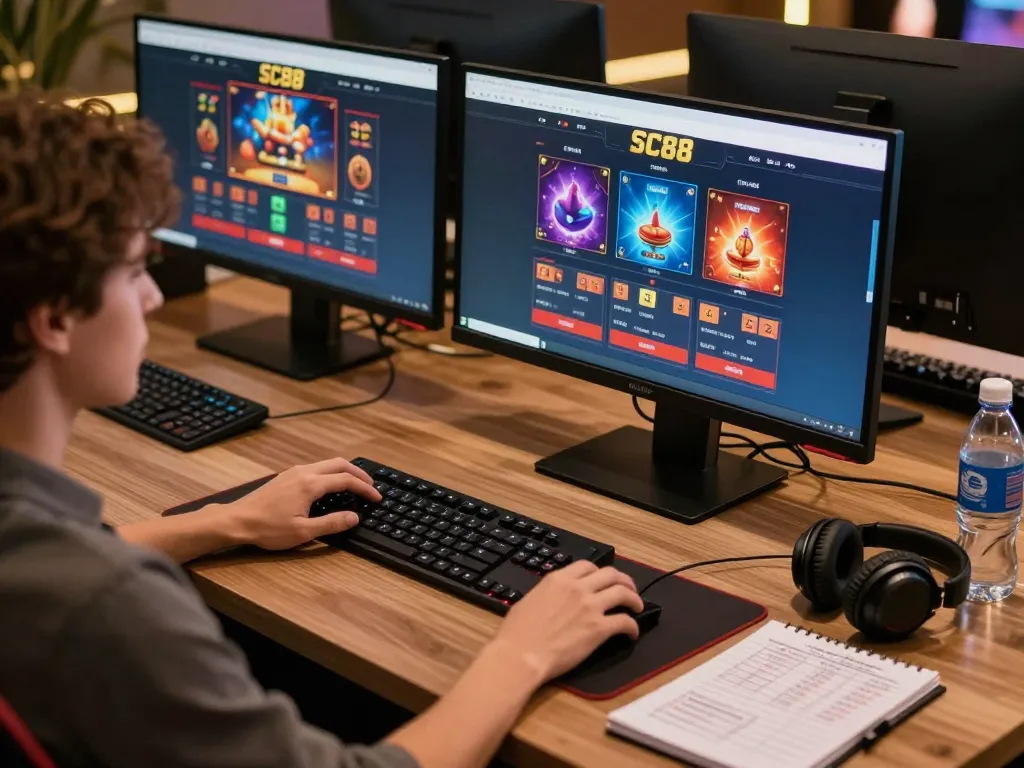 Player strategizing their betting approach on SC88 online casino interface during a gaming session.