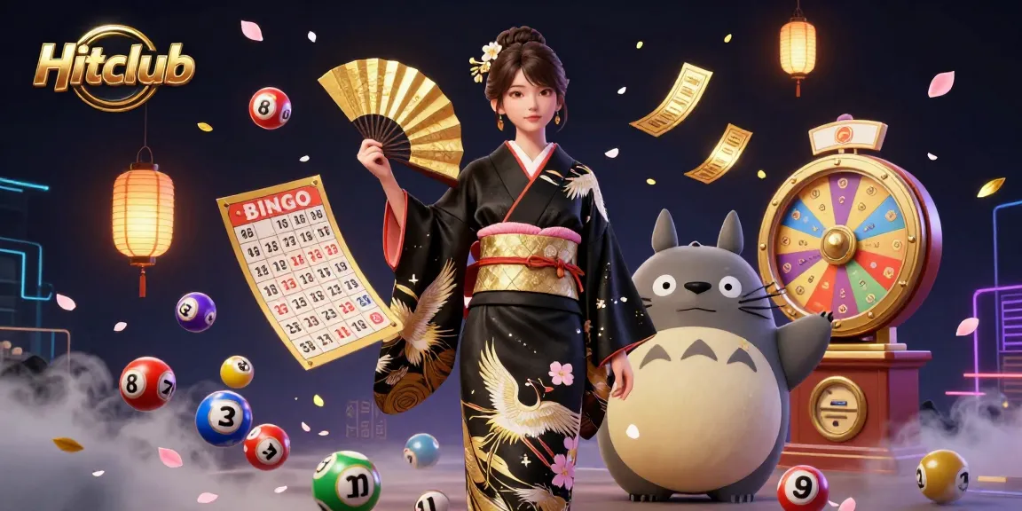 Experience the vibrant excitement of Hitclub with a rich 3D illustration filled with dynamic lottery elements.