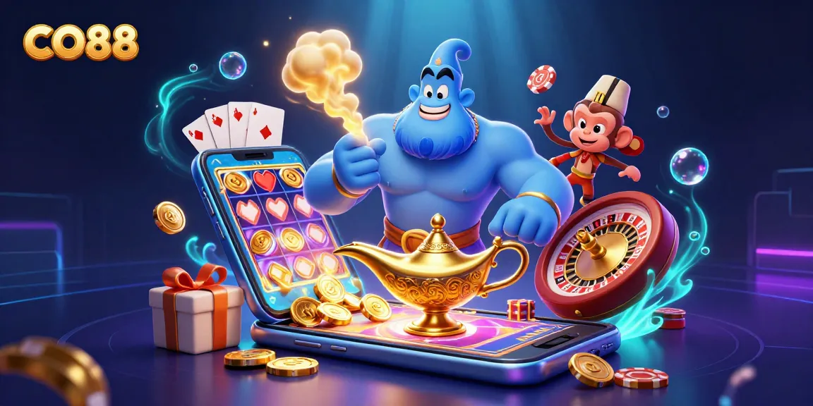 Experience the allure of CO88 with a vibrant 3D casino scene blending magic and excitement.