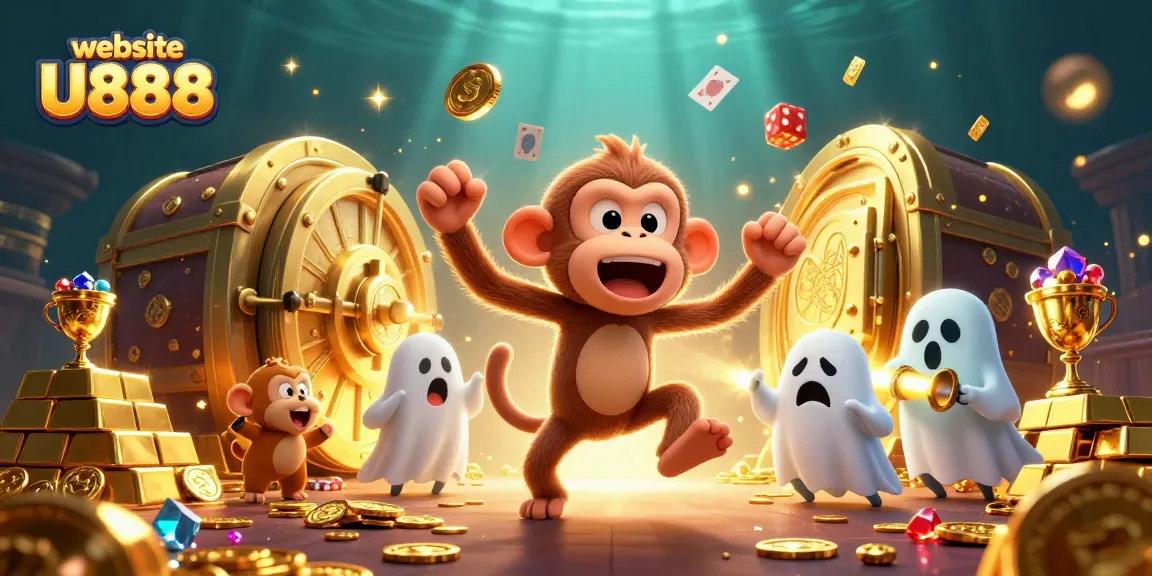 Experience thrilling gameplay at website U888 with an engaging 3D casino scene featuring a playful ghost.