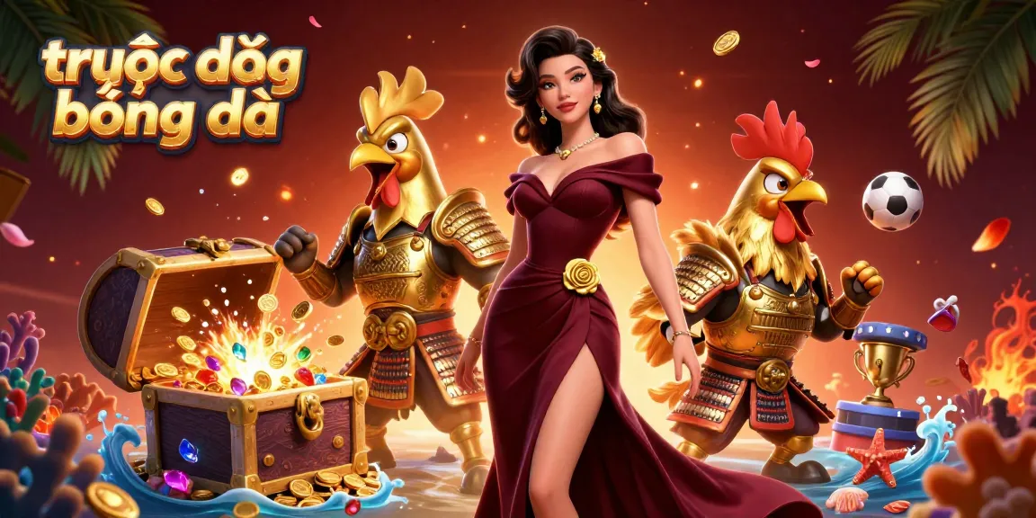 Experience thrilling trực tiếp bóng đá with vibrant 3D digital art illustrating a glamorous woman and a golden rooster.