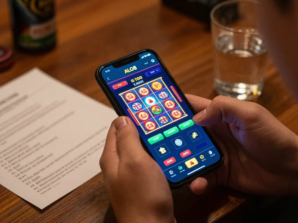 Engaging gameplay on ALO8 Live mobile app showcasing exciting casino games, emphasizing responsible gaming.