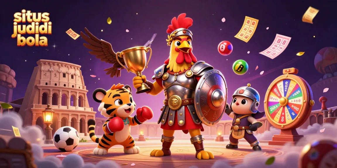 Engage in situs judi bola with dynamic scenes, showcasing exciting betting elements and energetic characters.