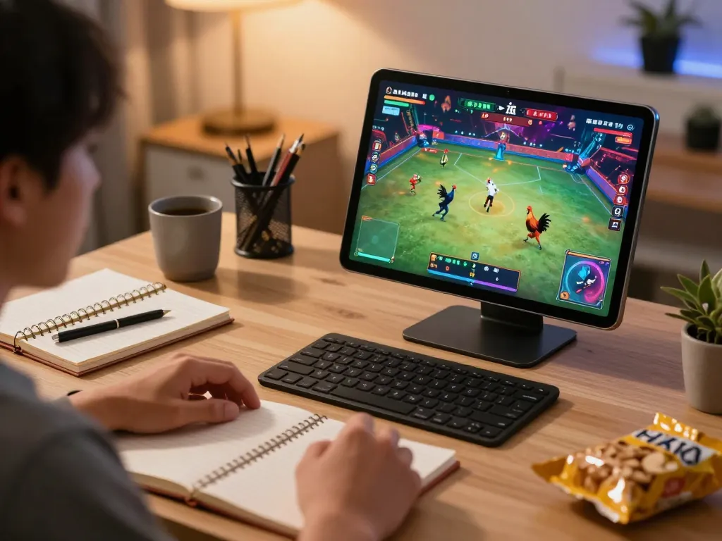 Thưởng thức xem đá gà trực tiếp HD trên máy tính bảng trong không gian ấm cúng tại nhà, nhấn mạnh giải trí có trách nhiệm.