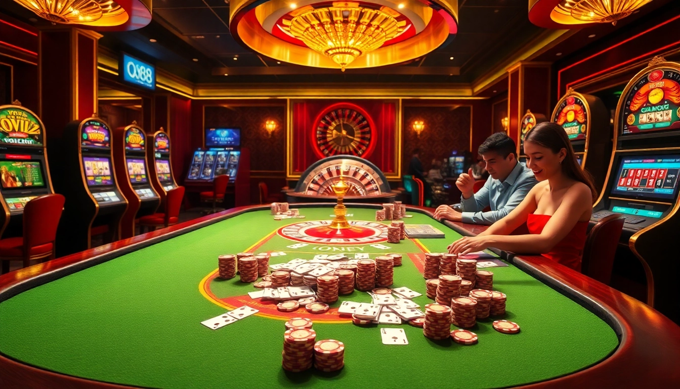 Experience thrilling gameplay at qh88 with luxurious casino elements and vibrant atmosphere.