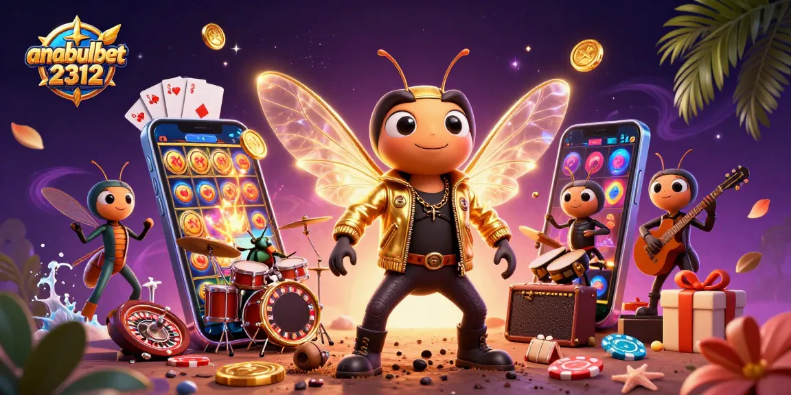 visualisasikan anabulbet2312 dengan cicada rock star dan permainan slot berwarna-warni