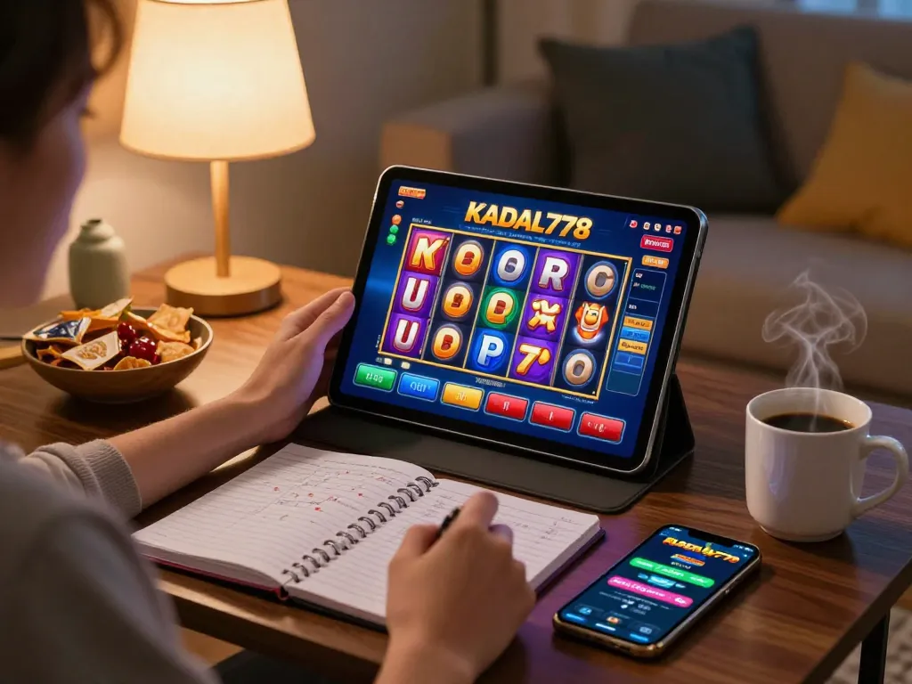 KADAL778 user engaging in immersive online gaming experience in a cozy home setting