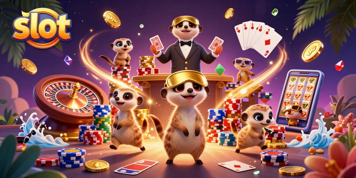 Experience thrilling slot action with vibrant meerkats running a dynamic casino operation filled with excitement.