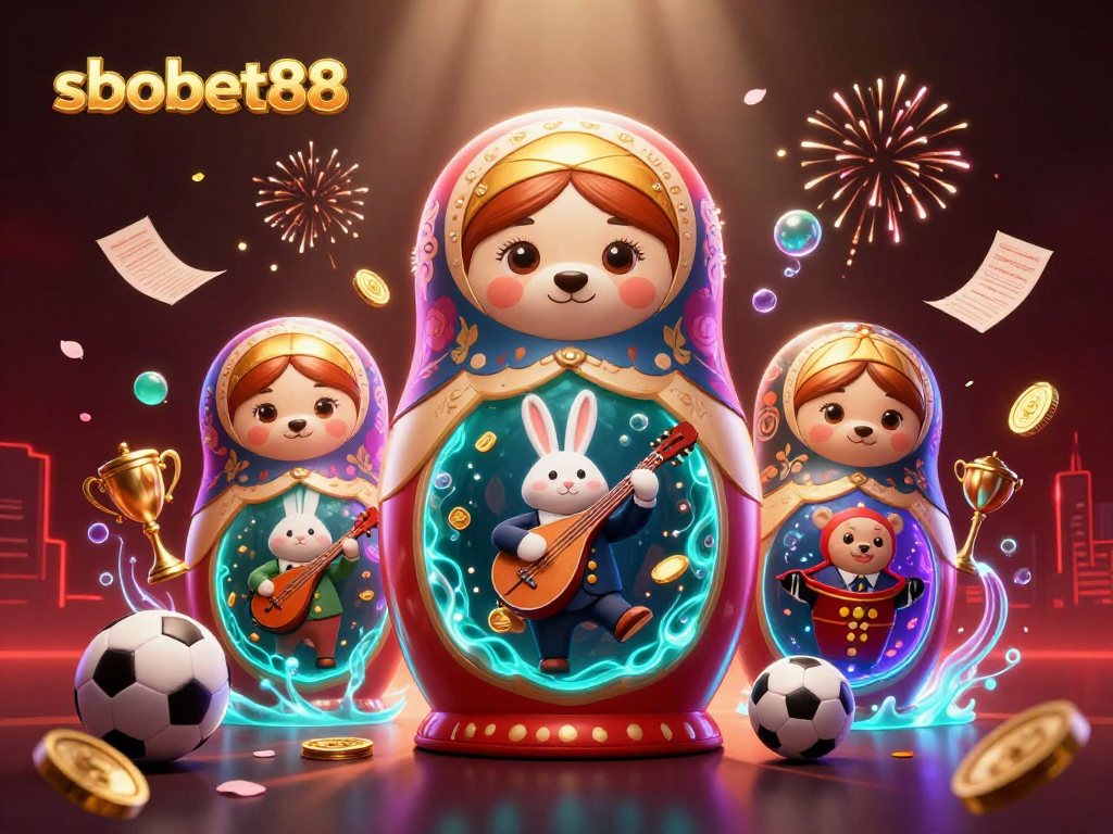 Bet on sbobet88 with a vibrant sports-themed illustration showcasing dynamic betting elements and colorful characters.