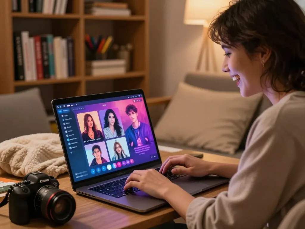 Engaging in ai sex chat with an interactive NSFW AI companion in a cozy home setting.