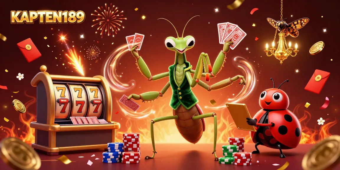 KAPTEN189 menghadirkan ilustrasi menarik di kasino virtual dengan karakter kartun menarik dan elemen permainan yang kaya.
