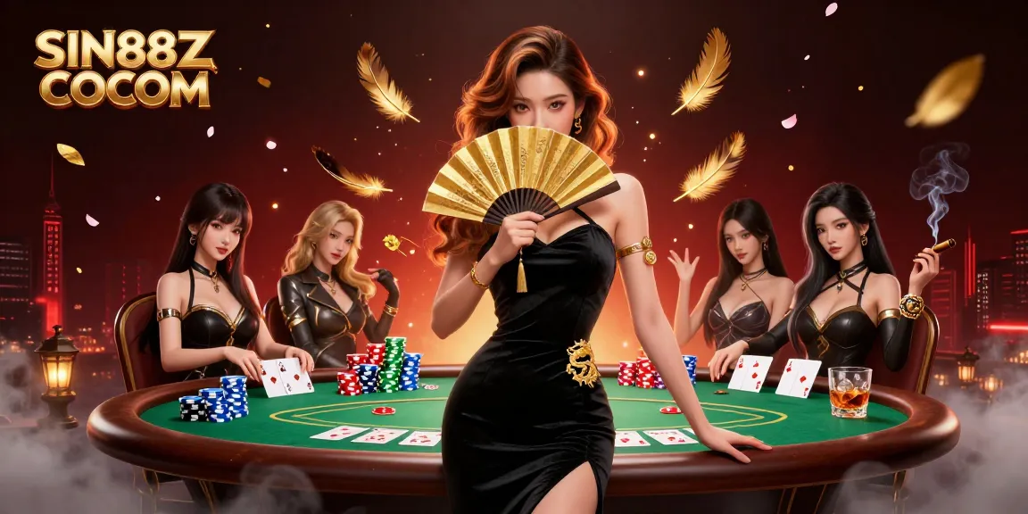 Experience SIN88Z COCOM with a captivating poker scene illustration featuring stunning gaming elements.