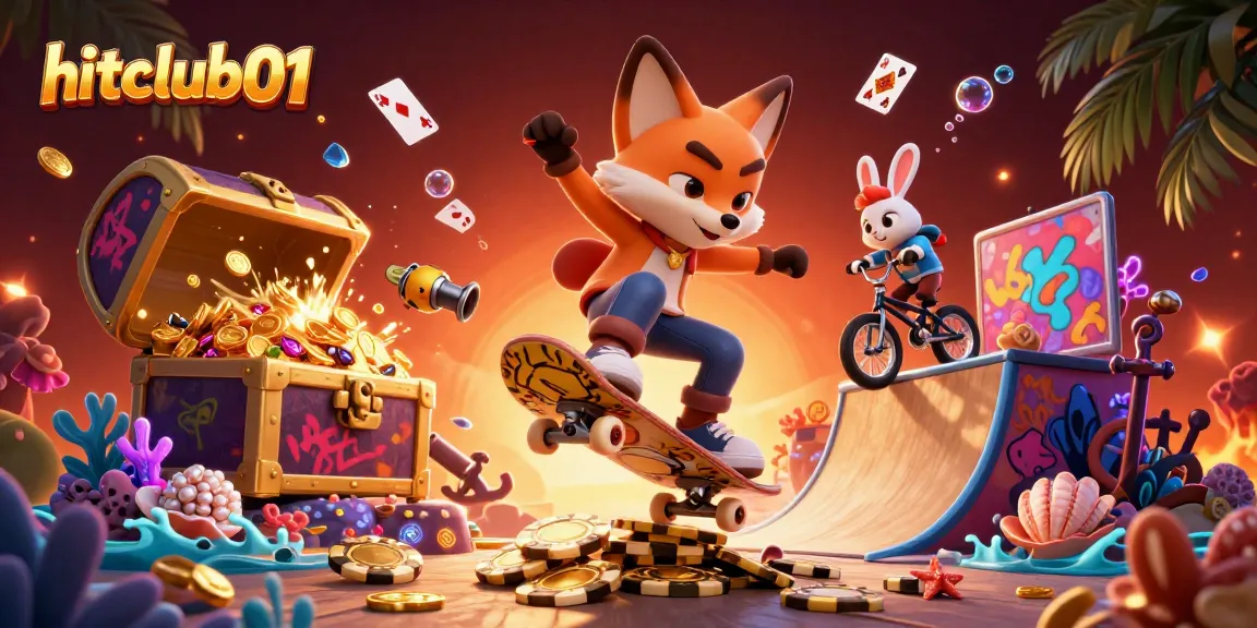 Join the adventure at hitclub01, where the 3D fox and rabbit revel in thrilling casino escapades!