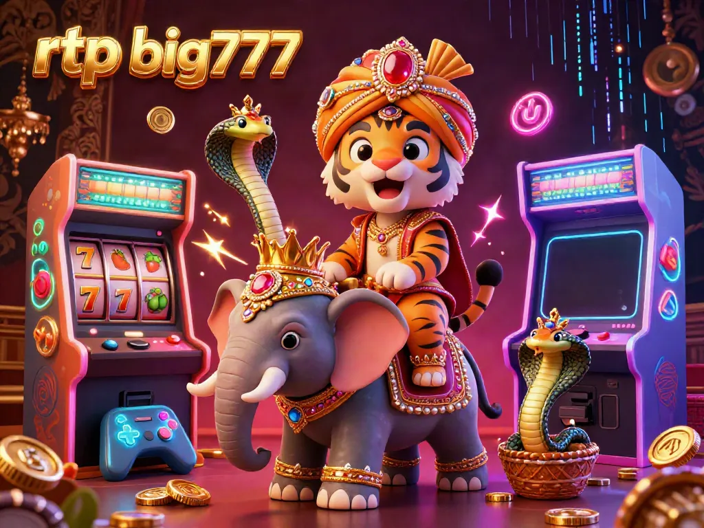 Engage with the rtp big777 experience featuring a royal tiger and jewel-encrusted elements, showcasing vibrant games.