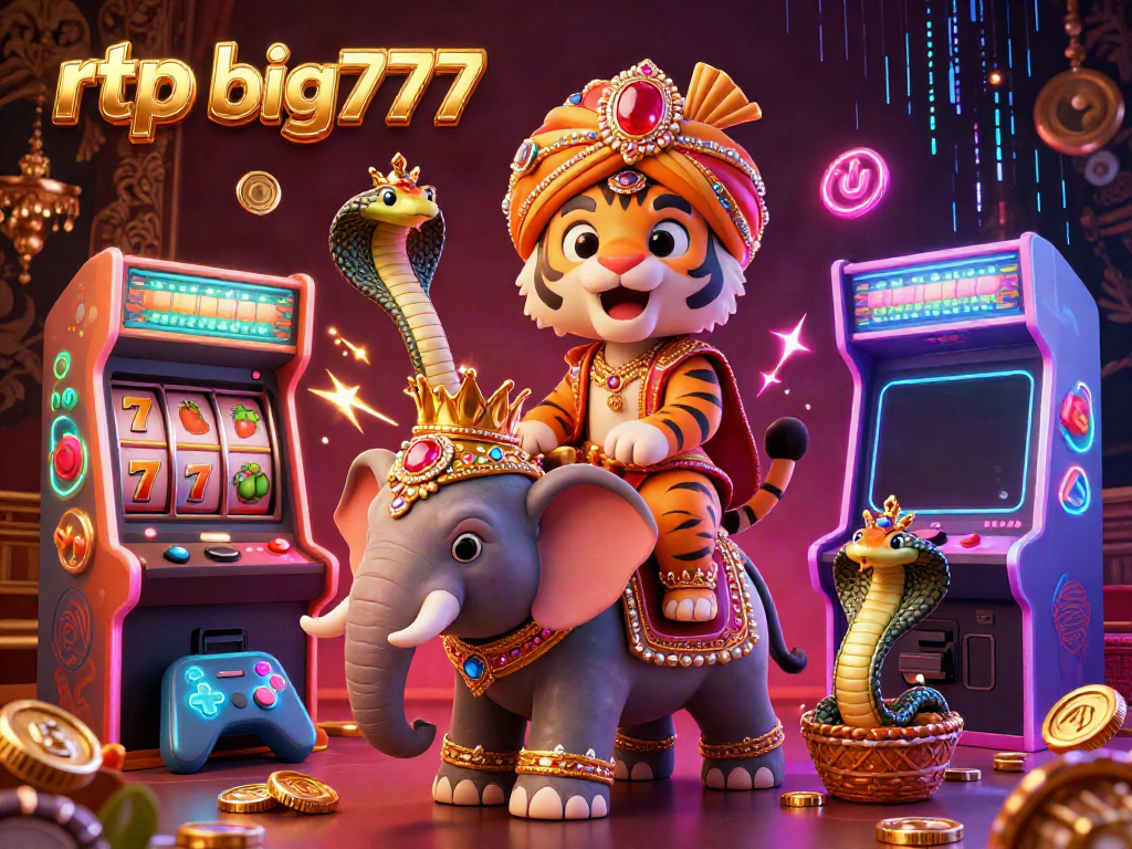 Engage with the rtp big777 experience featuring a royal tiger and jewel-encrusted elements, showcasing vibrant games.