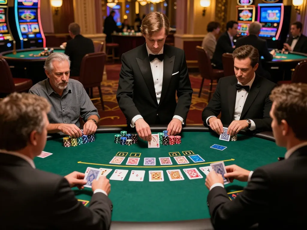 Players strategizing bets at a high-stakes blackjack table in LC88 casino