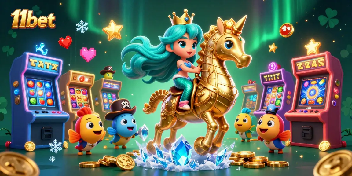 Experience thrilling gameplay at 11bet with vibrant slot machines and lucky symbols in an engaging casino environment.