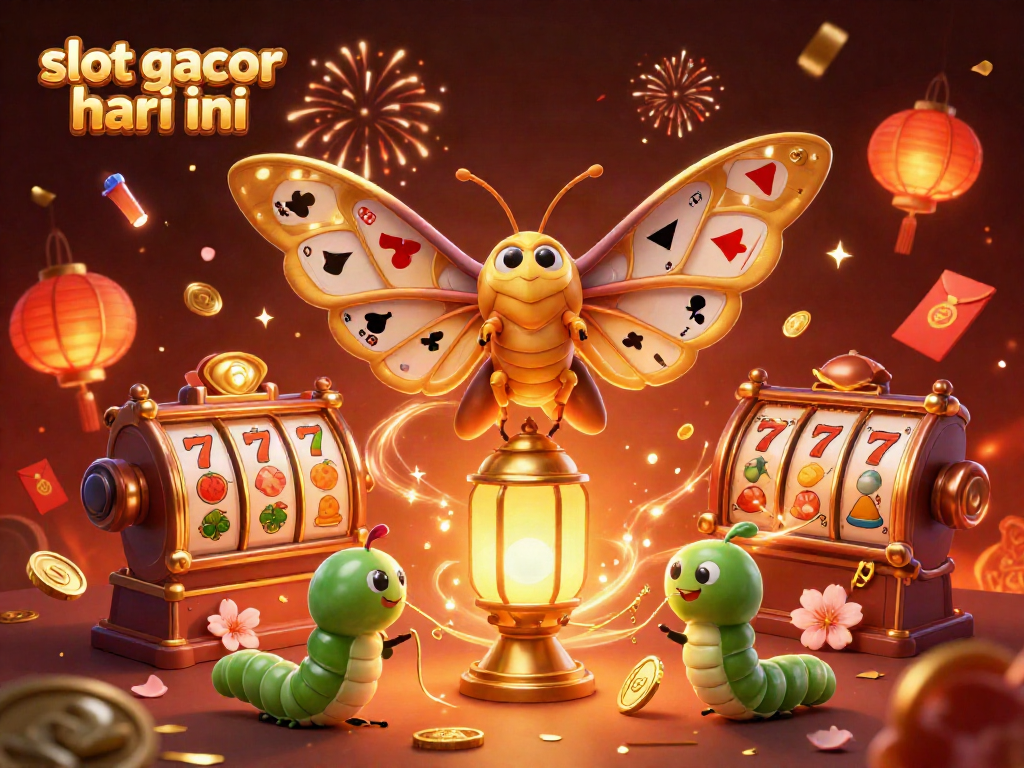Menangkan pengalaman "slot gacor hari ini" dengan ilustrasi kasino yang penuh warna dan elemen keberuntungan.