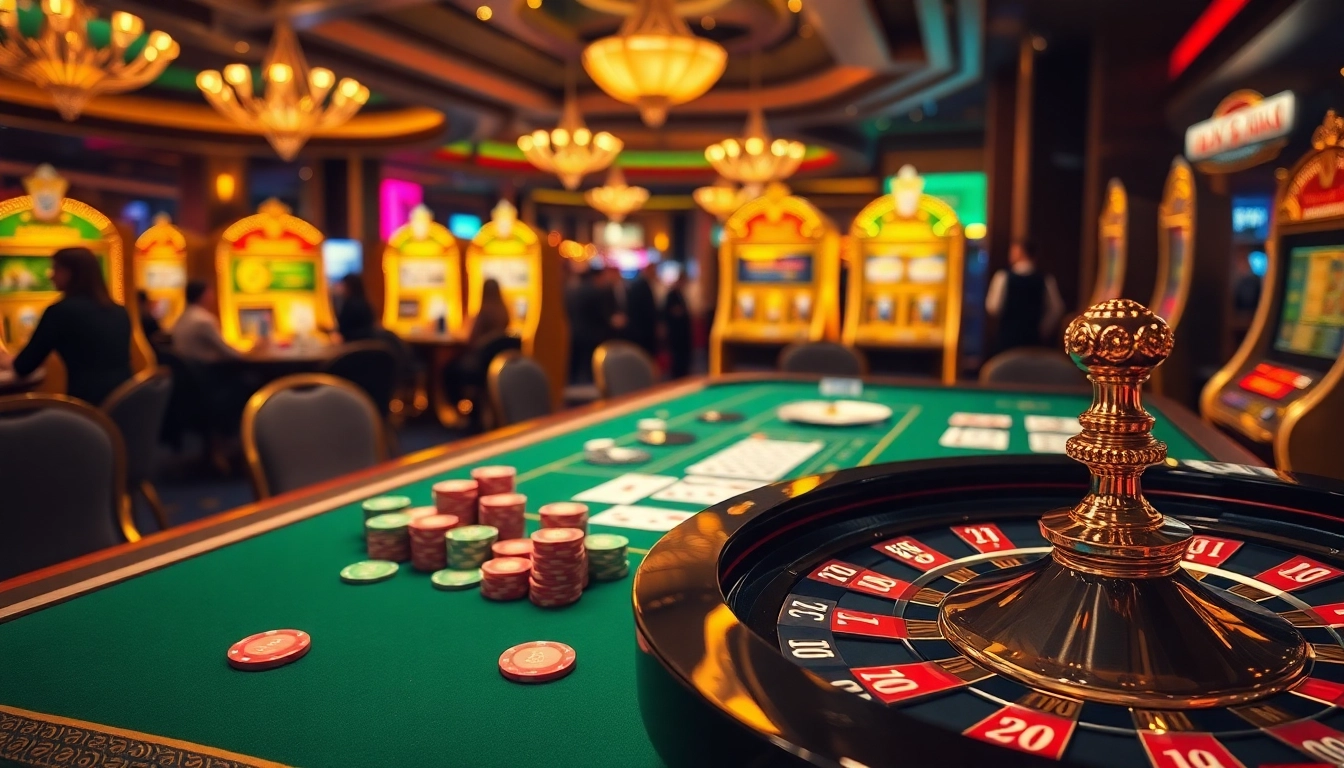 Players engaging in thrilling casino games at dn88, surrounded by lively atmosphere and vibrant decor.