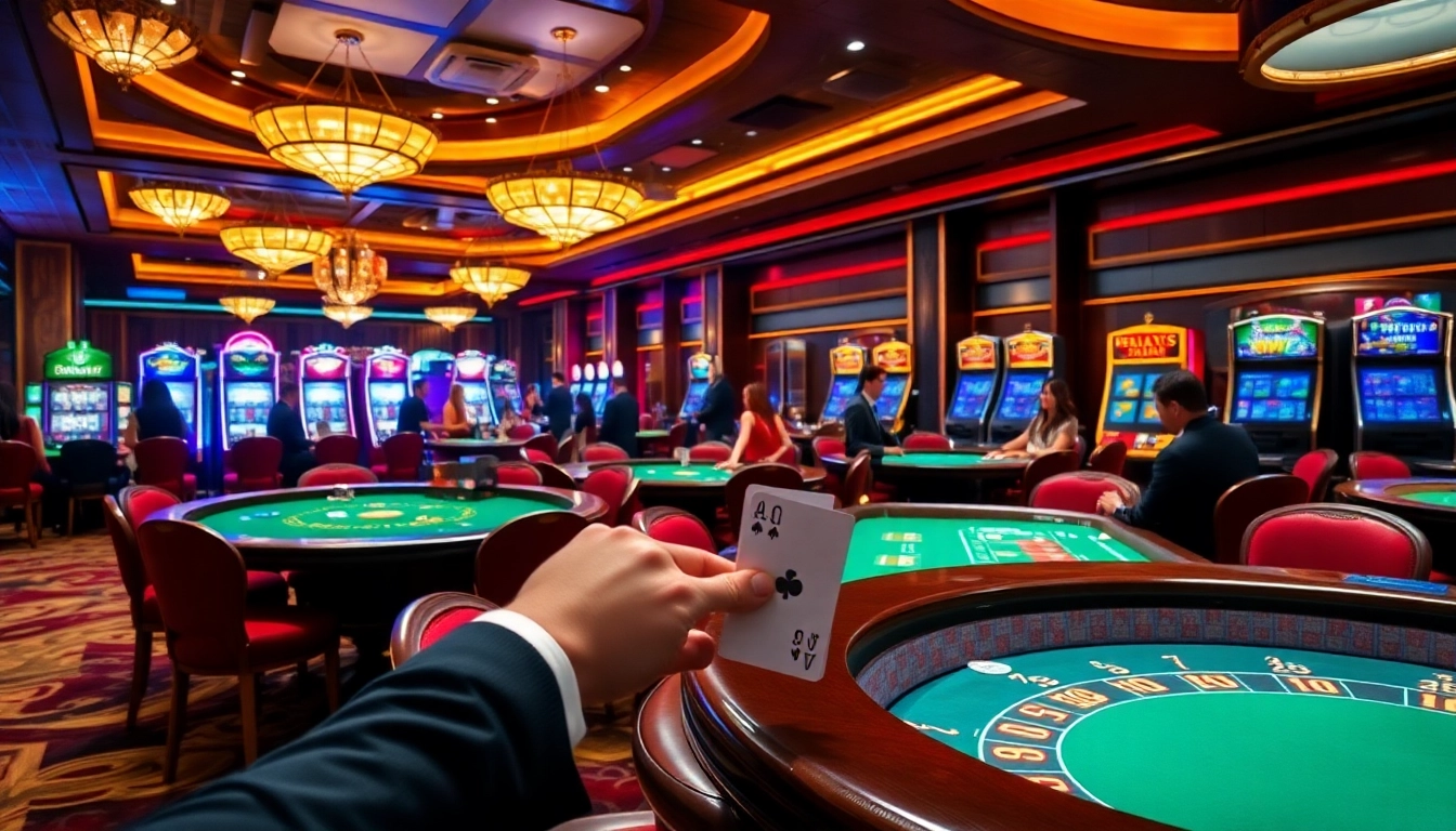 Experience the excitement at rr88 with players engaging at lavish casino tables.