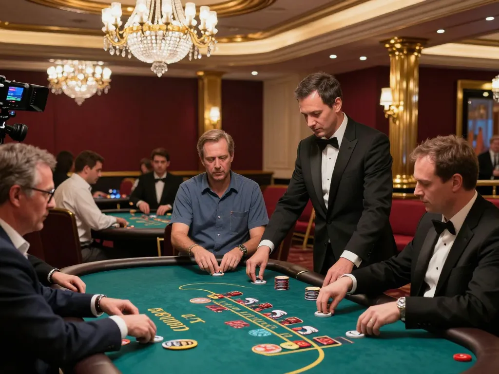 God55 players enjoying vibrant casino games at a luxurious venue with engaging dealers and elegant décor.