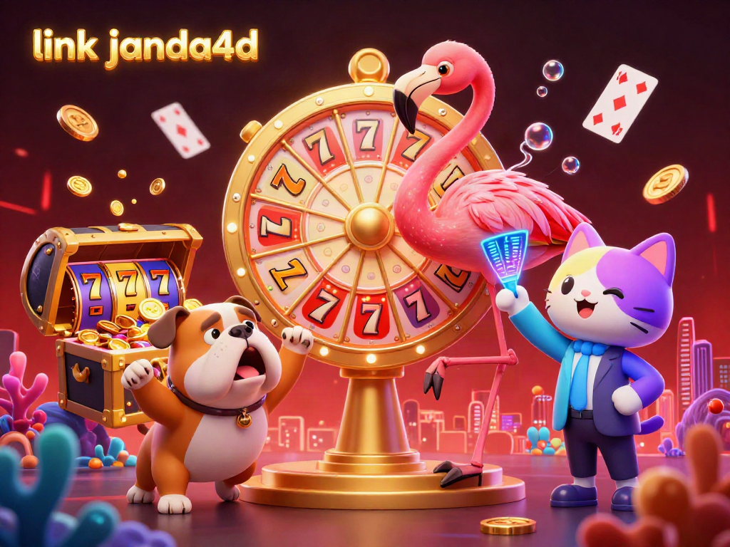 Meriahkan permainan di tautan janda4d dengan gambar ceria karakter kasino dan hadiah menarik.
