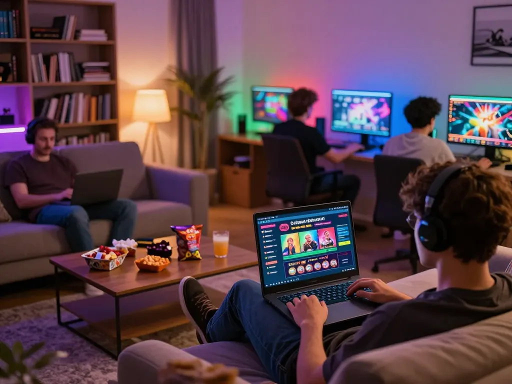 Engaging online gaming session with mantra88 displayed on laptop in cozy home environment.