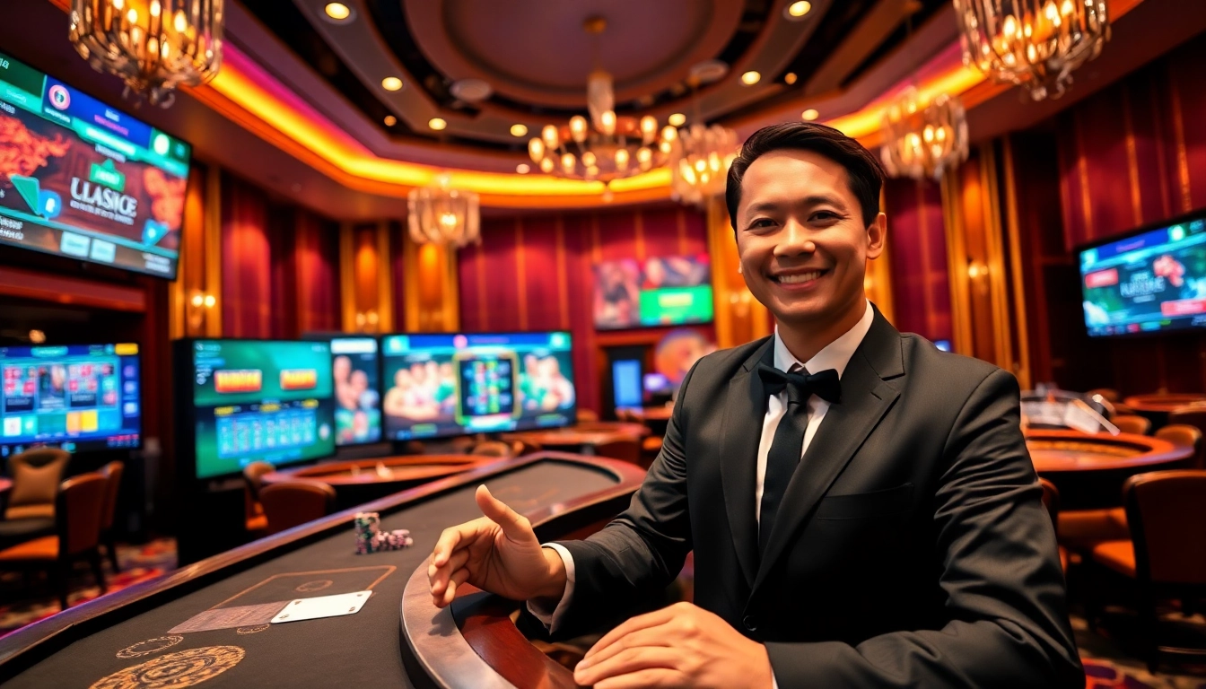 Experience the excitement of a licensed online casino Malaysia with an engaging dealer and vibrant gaming atmosphere.