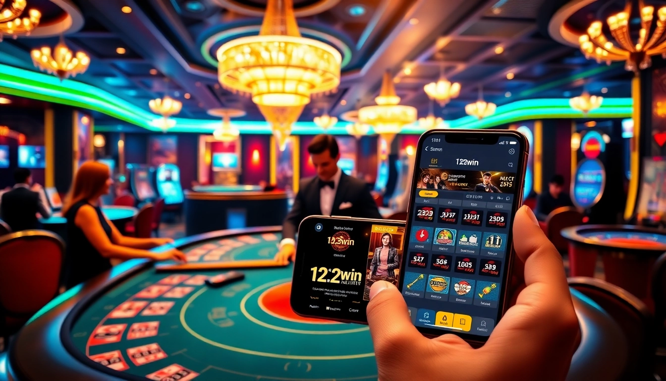 Engaging players at the 123win live dealer table in a vibrant casino setting filled with excitement.