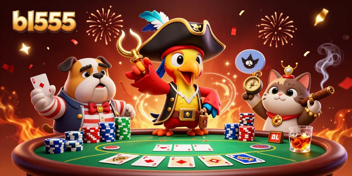 Engage in thrilling poker action at bl555 with vibrant characters and dynamic casino elements.