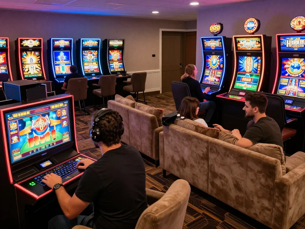 Engaging online gaming experience at Trang chủ 888new with players immersed in various casino games