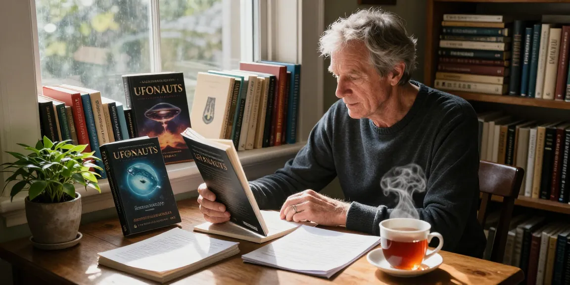 Explore spirituality and UFO themes with T Allen Greenfield at https://tallengreenfield.com in a cozy reading nook.