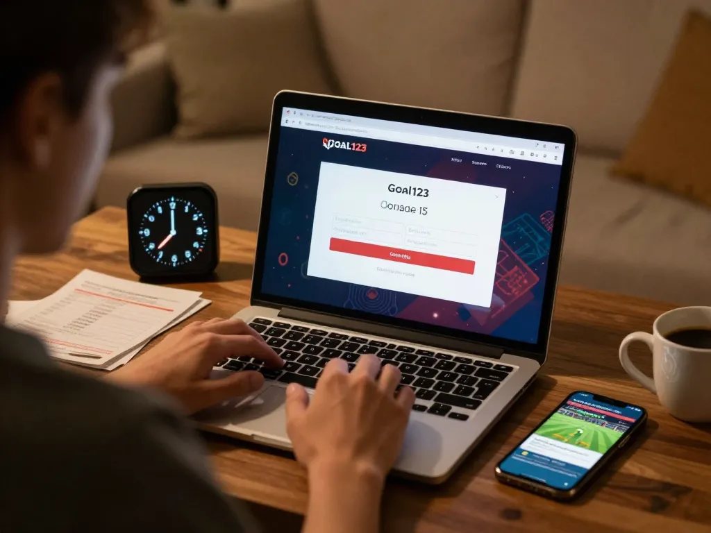 Engaging in online gaming for đăng nhập goal123, showcasing a comfortable home setting.