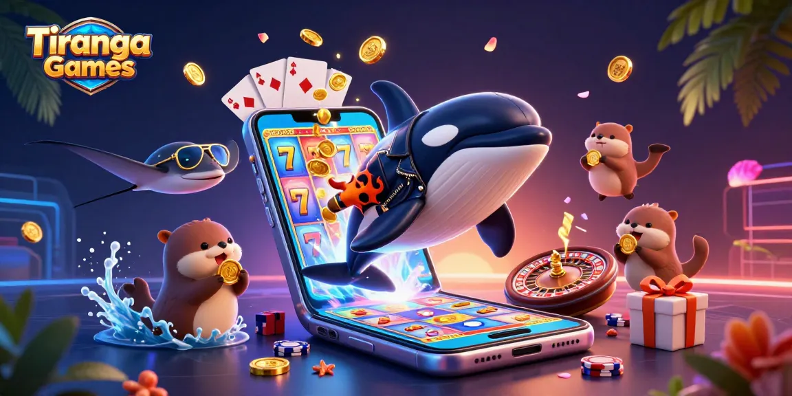 Tiranga Games features vibrant 3D characters engaging in colorful slot action with exciting gold coin rewards.