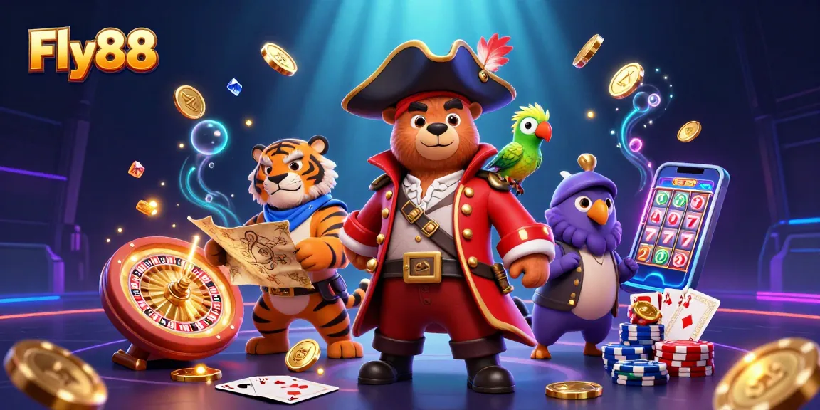Experience winning strategies with Fly88's immersive gaming adventure featuring colorful casino elements.