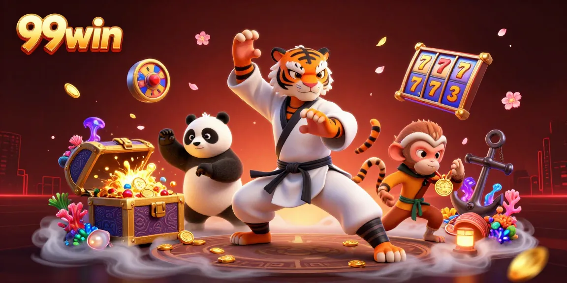 Experience thrilling jackpot wins at 99win with this colorful 3D casino scene.