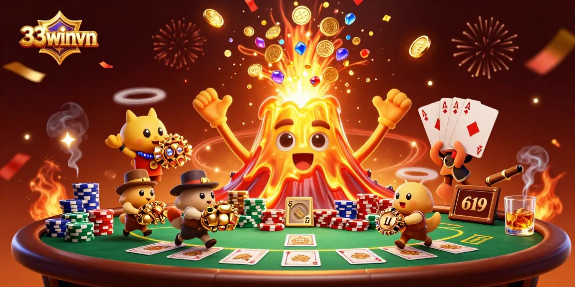 Experience thrilling gameplay at 33winvn in a vibrant, treasure-filled casino scene